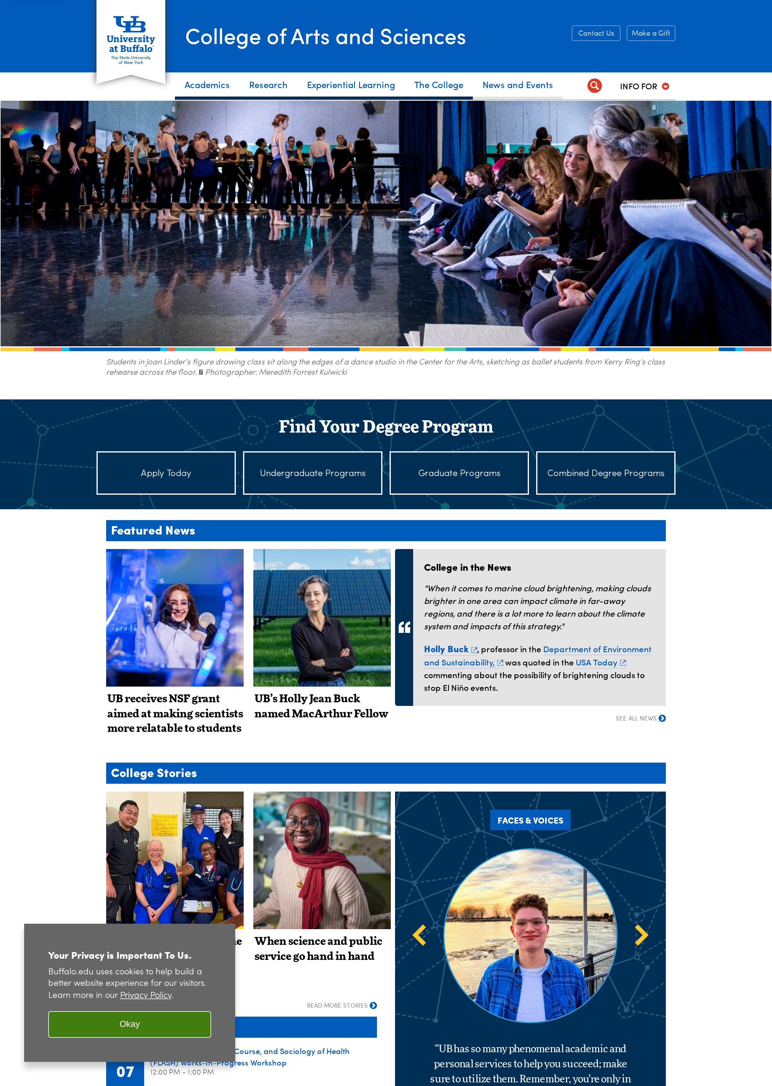 arts-sciences.buffalo.edu website screenshot